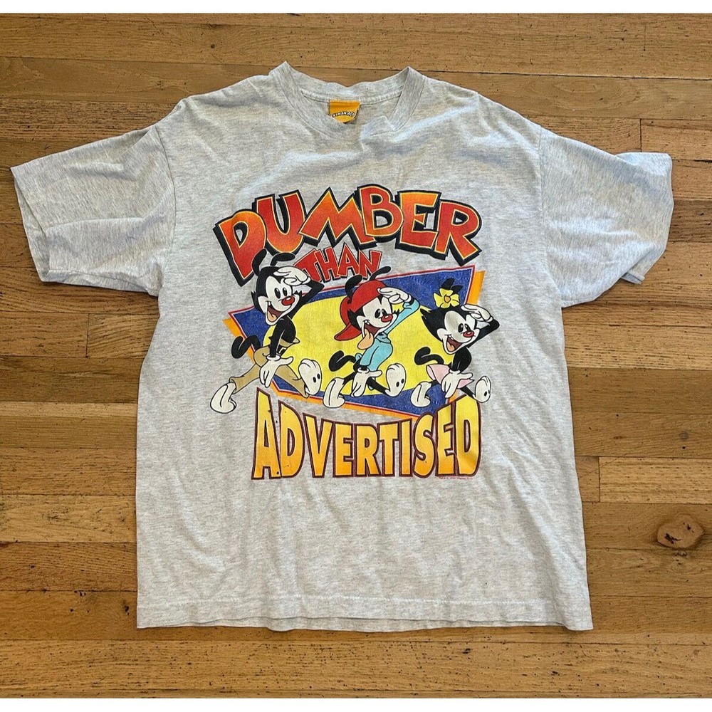 Vintage 1994 Animaniacs XL Dumber Than Advertised Single Stitch Shirt Stains